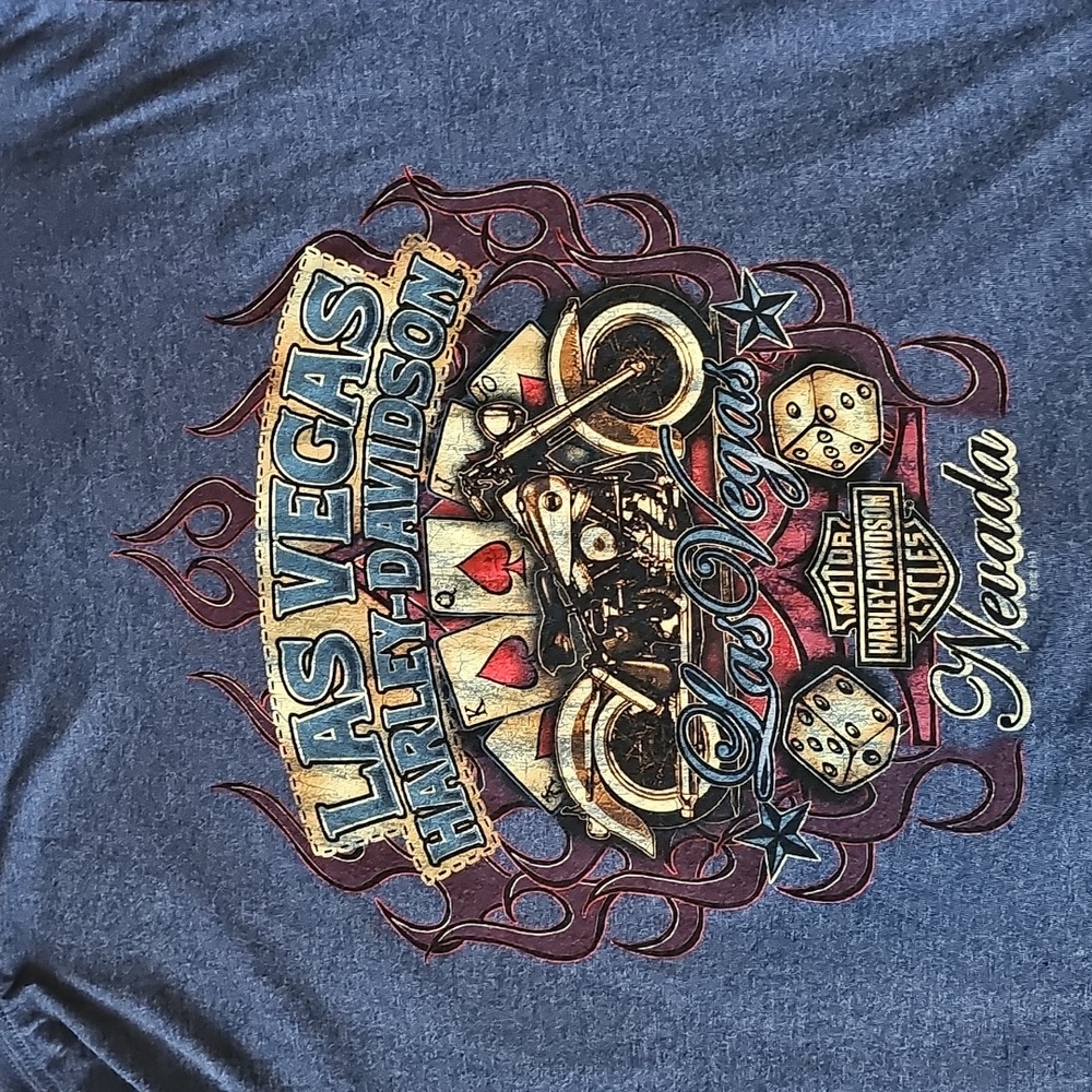 Men's Harley-Davidson Short Sleeve Navy Blue T-Shirt Las Vegas Emblem Size XL